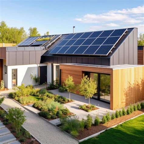 Premium Ai Image Homes With Solar Panels On The Roof Under A Bright