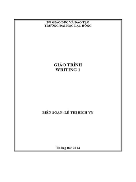 Giáo Trình Writing 1 Bộ Giáo Dục Và Đào Tạo Trường Đại Học Lạc Hồng