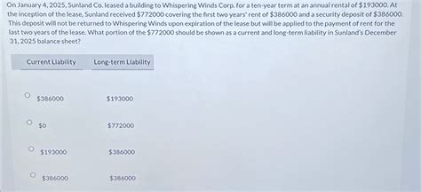 Solved On January Sunland Co Leased A Building Chegg