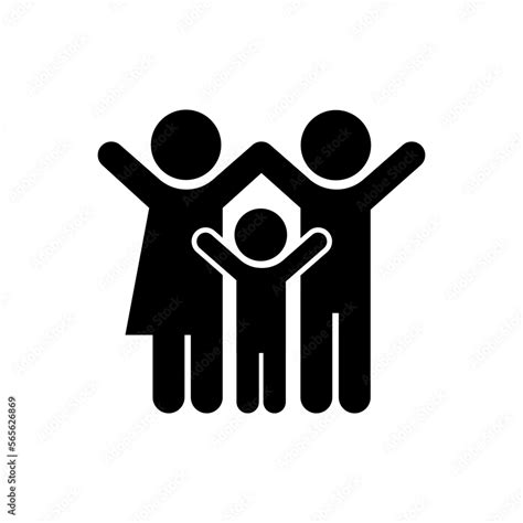 Family Flat Icon Black and White Vector Graphic Stock Vector | Adobe Stock