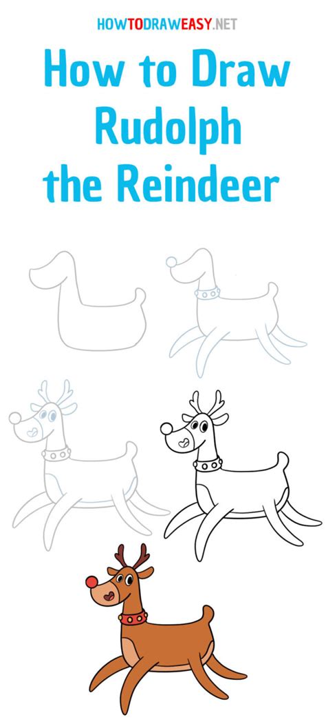 Rudolph Drawing Easy Step By Step How To Draw Rudolph The Red Nosed