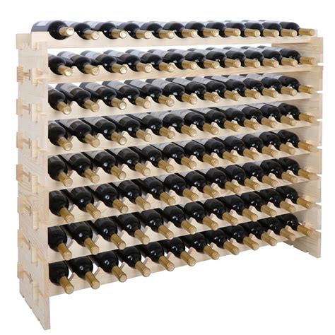 Zeny Home Pub Solid Wood Wine Rack Freestanding Storage Display For Wine Lovers Four Different