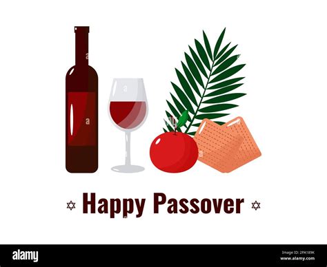 Jewish Holiday Passover Pesach Traditional Icons And Symbols Vector