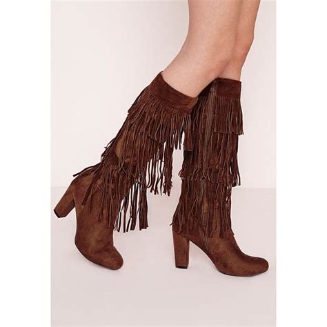 Missguided Fringed Knee High Heeled Boots