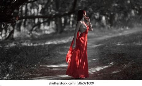 Wonderful Sexy Fashion Model Naked Walking Stock Photo