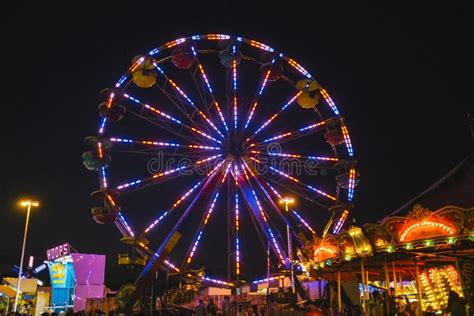 County Fair At Night Ferris Wheel On The Midway Editorial Image Image