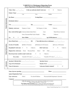 Fillable Online Jocogov Kansas Varicella Chickenpox Reporting Form