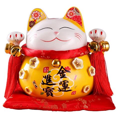 Hucha de cerámica Maneki Neko de 8 5 pulgadas decoración creativa del