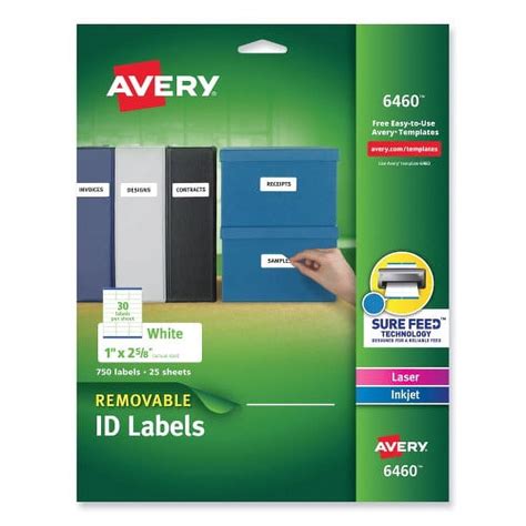 1Pack Avery Removable Multi Use Labels Inkjet Laser Printers 1 X 2 63