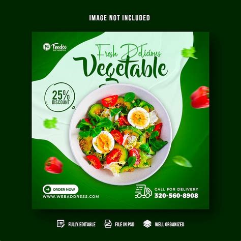 Premium Psd Fresh Vegetables Food Social Media Post Banner For