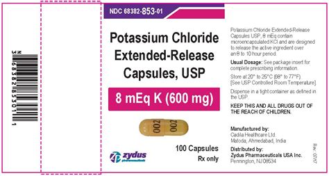 Potassium Chloride Capsules - FDA prescribing information, side effects ...