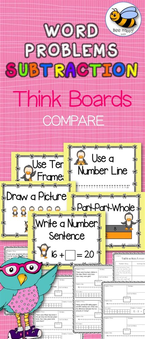 Subtraction Word Problems Within 20 Compare Think Boards Subtraction