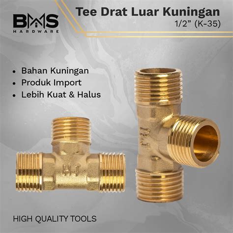 Jual 3 PCS TEE Nepel Fitting Kuningan Drat Luar 1 2 Nepple Drat