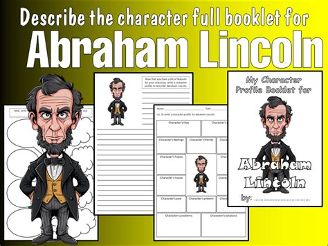 Abraham Lincoln American History Character Describe Character Booklet