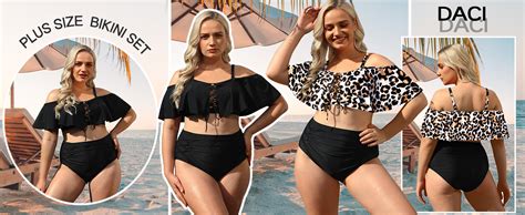 Amazon Daci Women Plus Size Bikini Sets High Waisted Ruffle Tummy