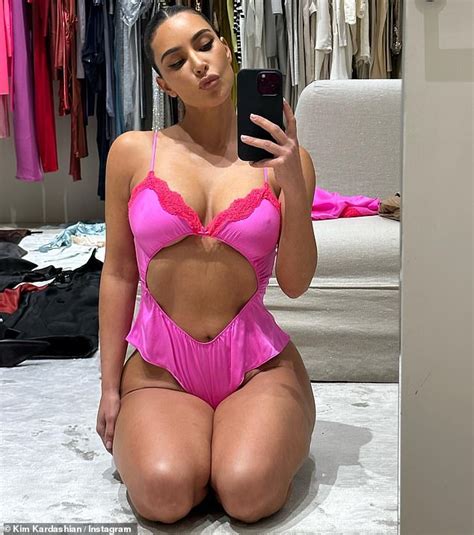 Kim Kardashian Poses In Valentine S Day SKIMS Lingerie Set Daily Mail Online
