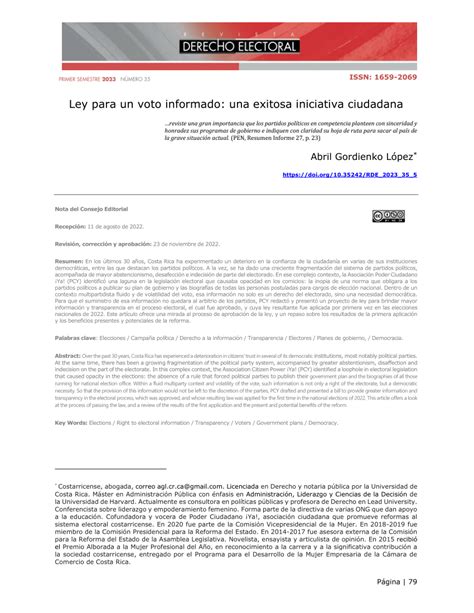 Pdf Ley Para Un Voto Informado Una Exitosa Iniciativa Ciudadana