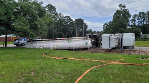 Tractor Trailer Carrying Wastewater Overturns In Central