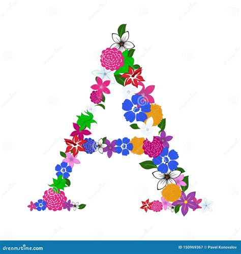 Floral Alphabet Letter Stock Vector Illustration Of Flora 150969367