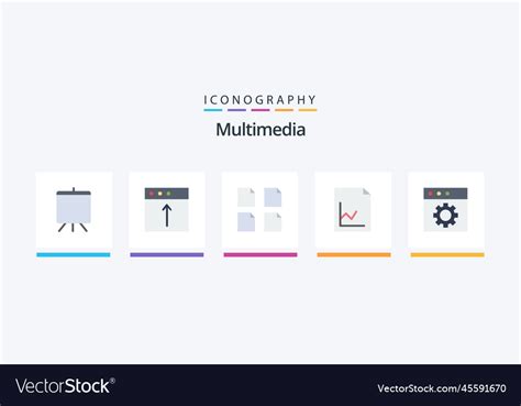 Multimedia Flat 5 Icon Pack Including Royalty Free Vector