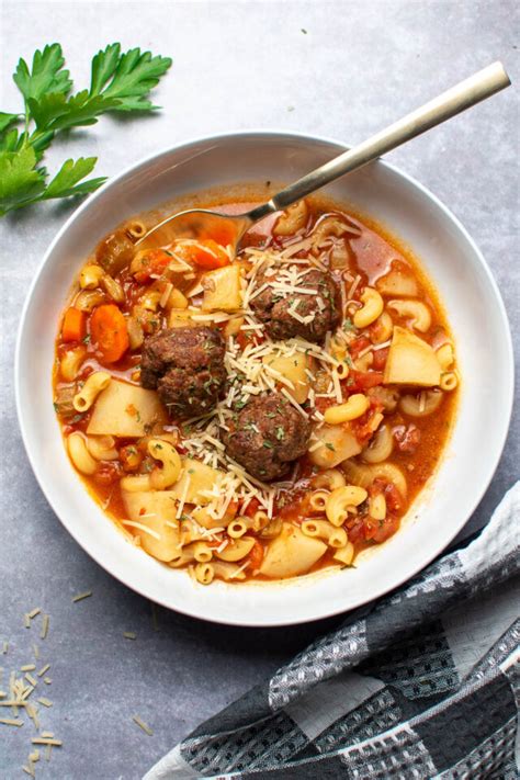 Air Fryer Meatball Soup with Noodles - The Ashcroft Family Table