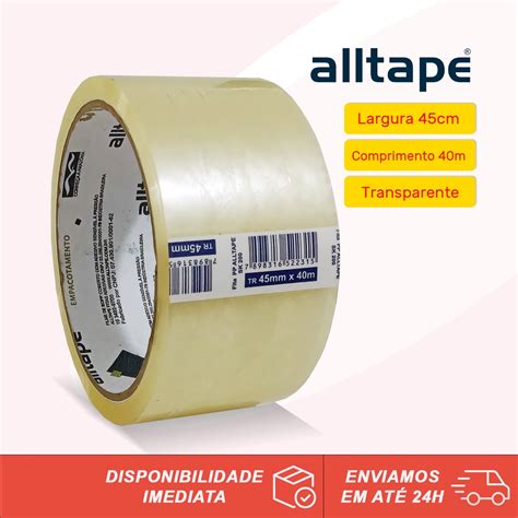 Fita Adesiva Transparente Para Empacotamento 45mm X 40 Metros Alltape