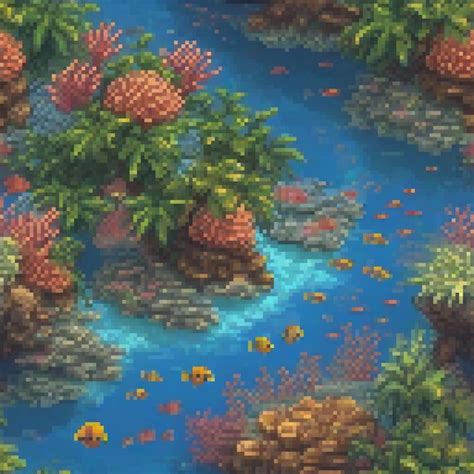 Pixel Art Underwater Adventure Vibrant Marine Life And Captivating