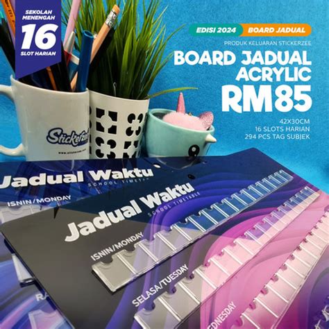 S1 Board Jadual Acrylic Sekolah Menengah 16slot Sticker Sekolah