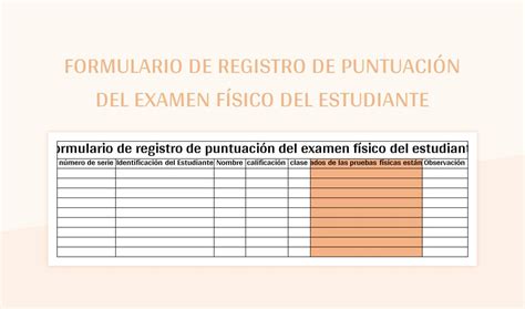 Plantilla De Excel Formulario De Registro De Puntuaci N Del Examen