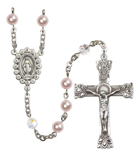 Bliss Silver Plated Pewter Rosaline Pearl Crystal Wedding Rosary