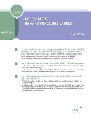 Etude Apec Les Salaires Dans Fonctions Cadres Pdf