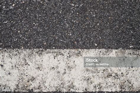 Asphalt Texture With White Separation Line Top View For Background