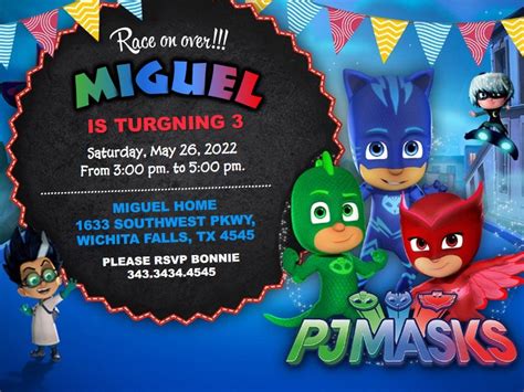 Descargar Invitación de PJ Masks GRATIS