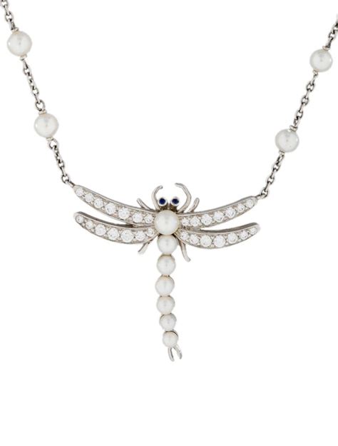 Tiffany & Co. Diamond and Pearl Dragonfly Necklace - Necklaces ...