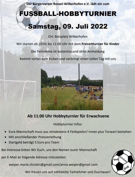 Der B Rgerverein Rossel Wilberhofen E V L Dt Ein Zum Fussball