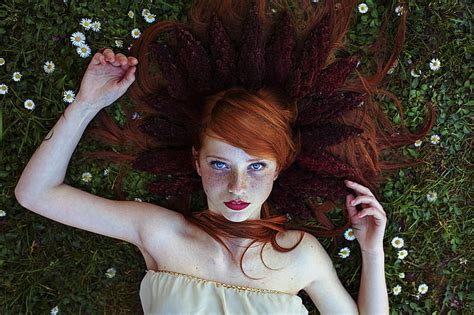 HD Wallpaper Asima Sefic Face Women Redhead Flowers Model