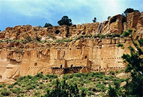 At the Puye Cliff Dwellings the caves were used for storage and ...