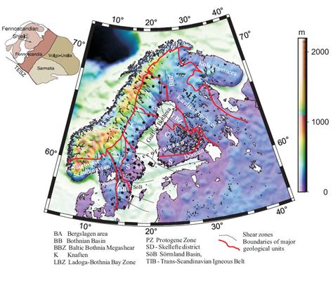 1. Sketch map of the major geological units of Fennoscandia based on ...