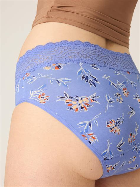 Menstruační kalhotky Modibodi Sensual Hi Waist Bikini Moderate Heavy Bouquet Blue MODI4038BB