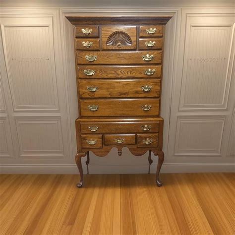 Vintage Highboy Chest Oak High Dresser