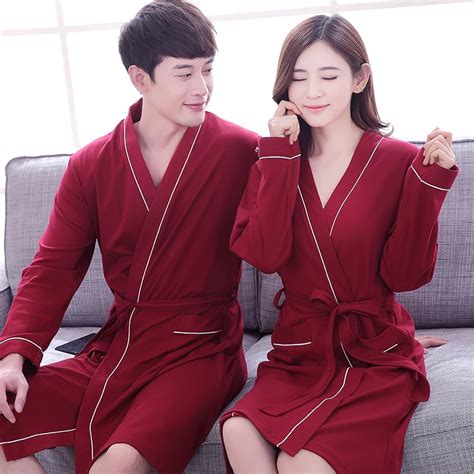 2017 Spring Autumn Couple Bathrobe 100 Cotton Quality Long Gown