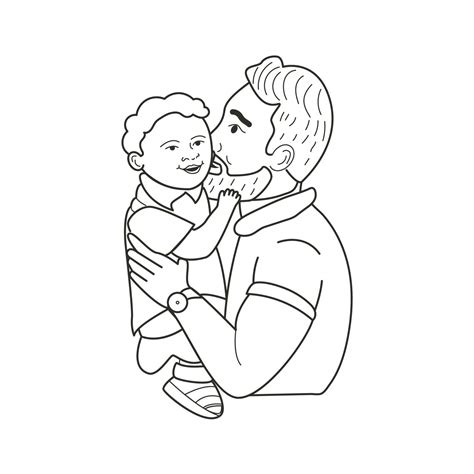 Father And His Child Dad Holds The Baby In His Arms And Kisses Him