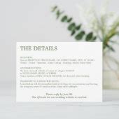 Minimal Sage Green QR Code Wedding Details Enclosure Card Zazzle