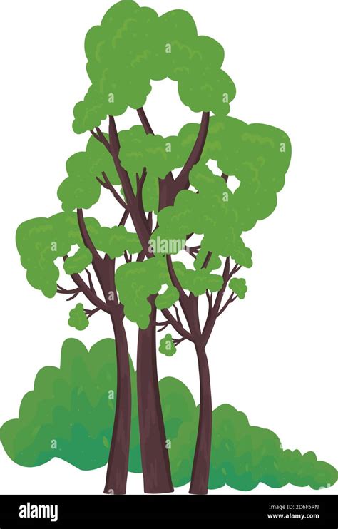 Trees With Shrubs Vector Design Stock Vector Image And Art Alamy