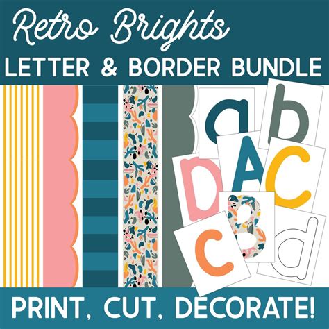 Retro Brights Bulletin Board Letter Border Bundle Printable PDF