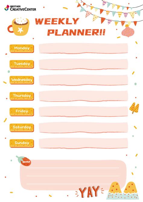 Free Printable Cute Weekly Planner Creative Center