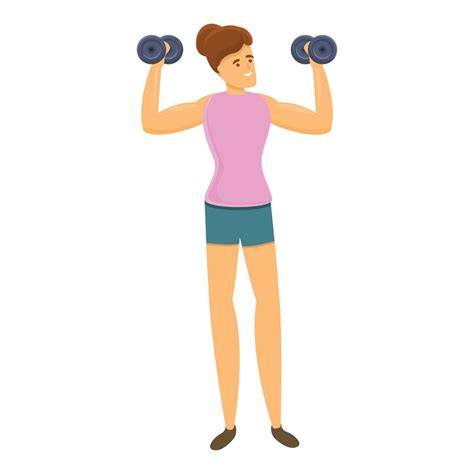 Woman Bodybuilder With Dumbbell Icon Cartoon Style 14341627 Vector Art