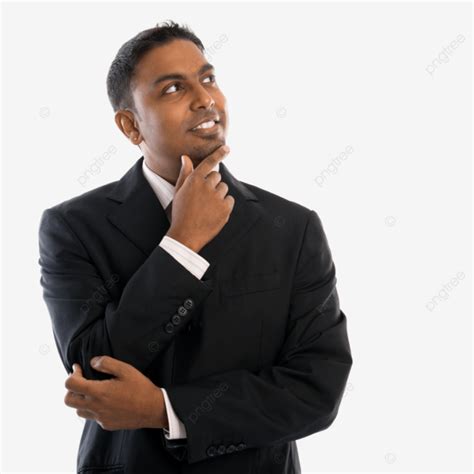 Indian Man Thinking Thoughtful Thinking Smiling Studio Png