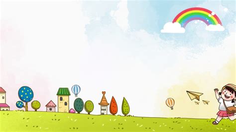 Rainbow Painted Kindergarten Cheerful Cartoon Powerpoint Background For