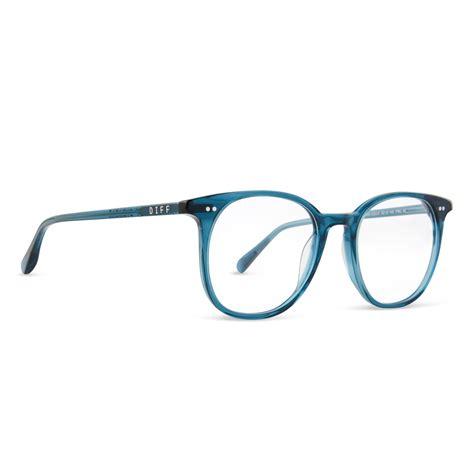 Maggie Square Glasses Deep Aqua And Clear Diff Eyewear